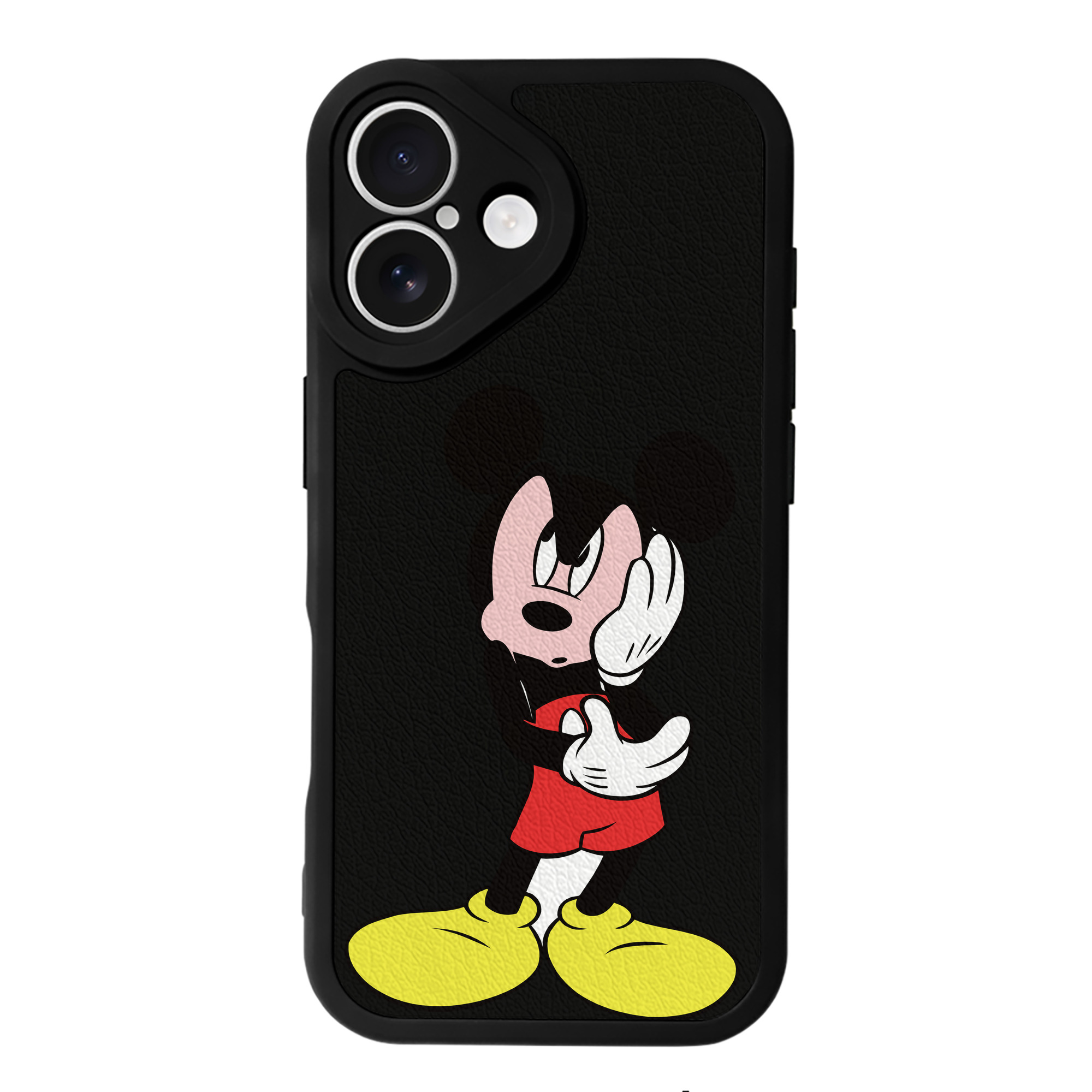 （画像用） ミッキーマウス Mickey Mouse 【iPhone 16シリーズ対応】シリコンスマホケース（レザー調） 材質：シリコン